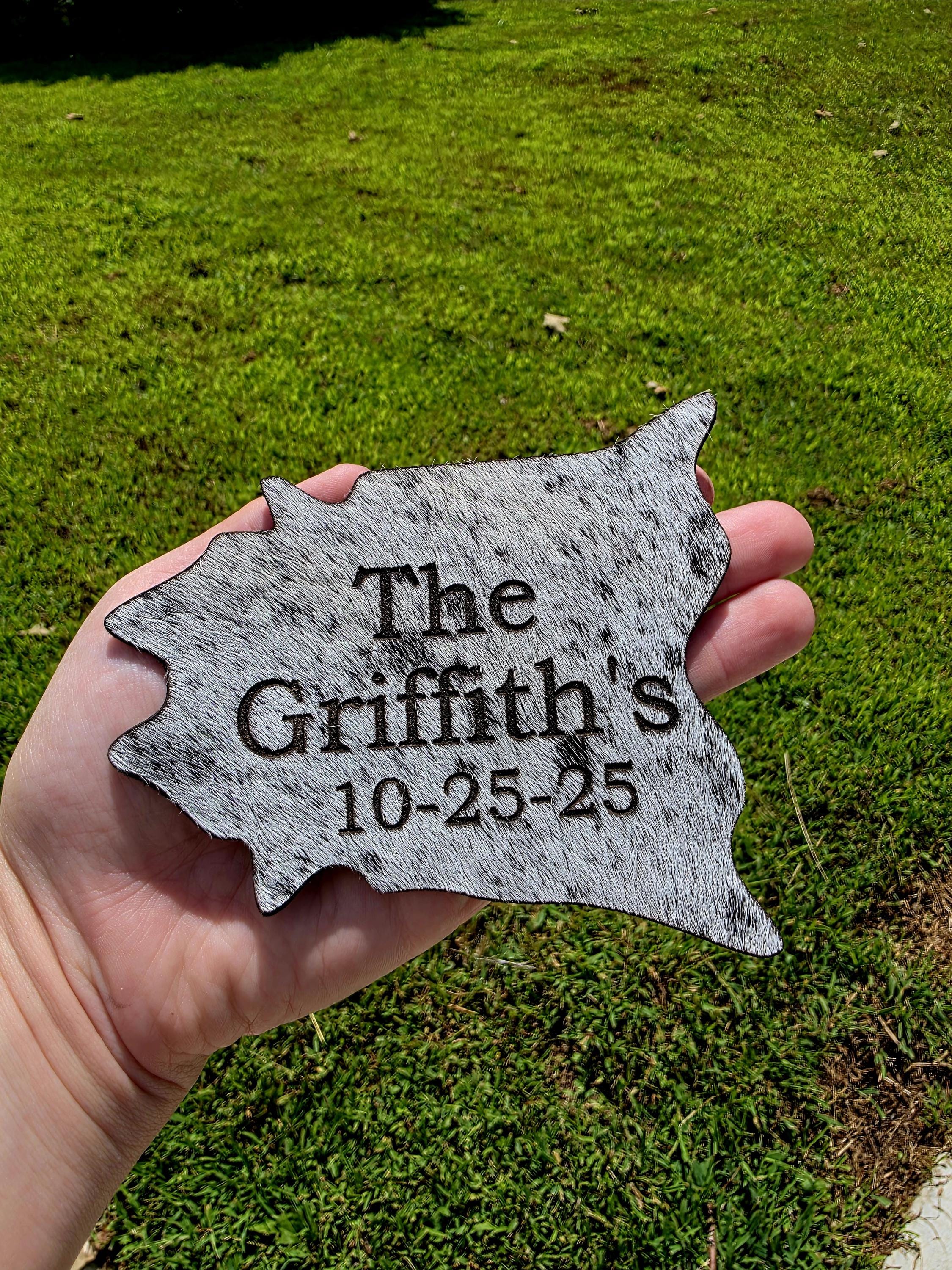 Custom Cowhide Wedding Favors