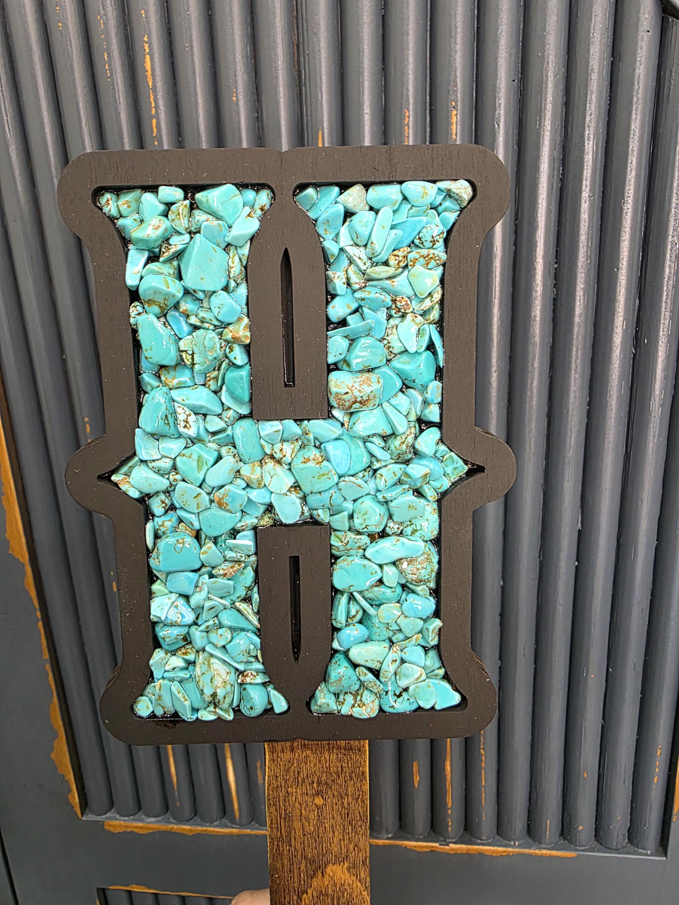 Turqouise inlay cake topper