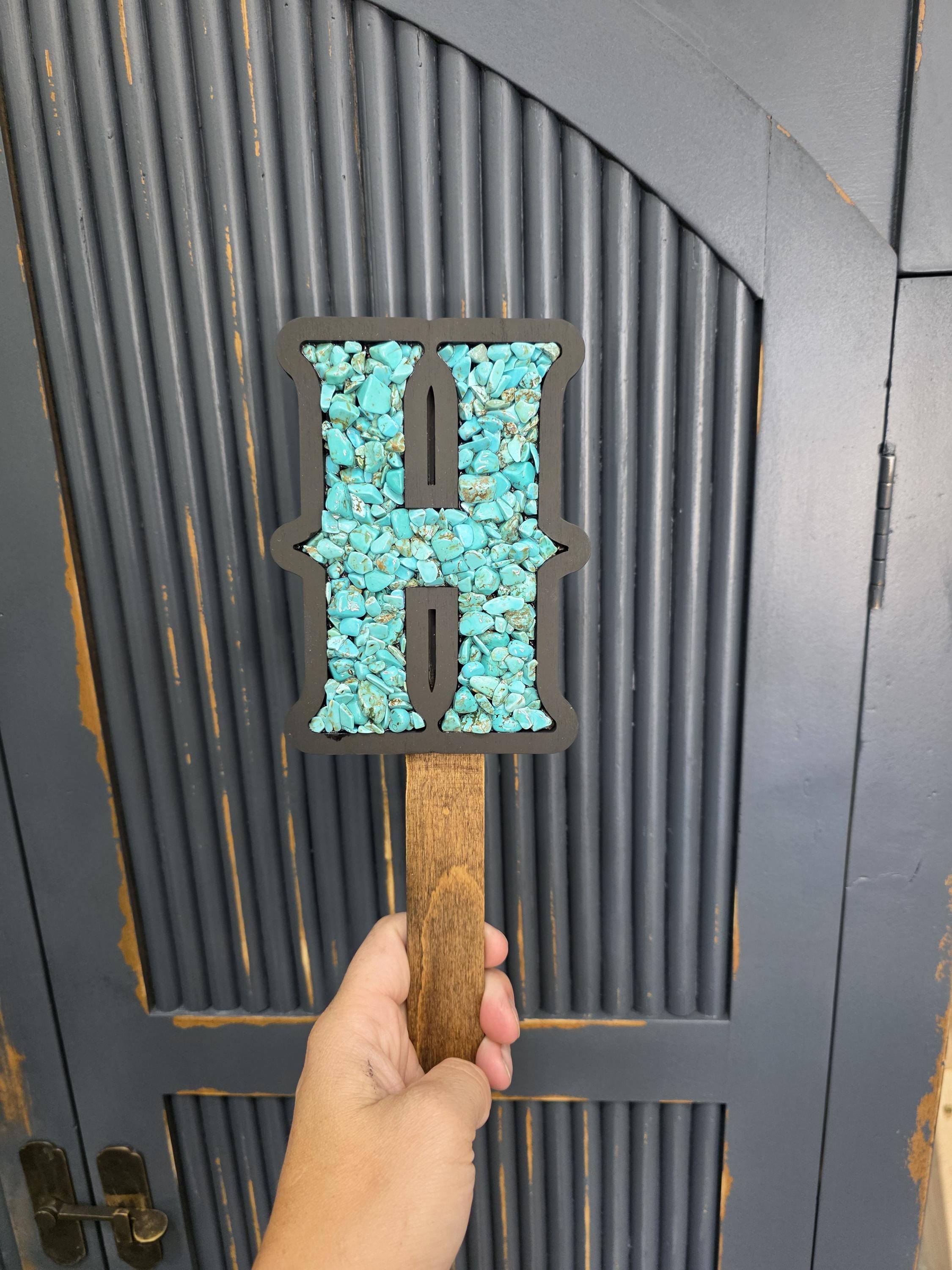 Turqouise inlay cake topper