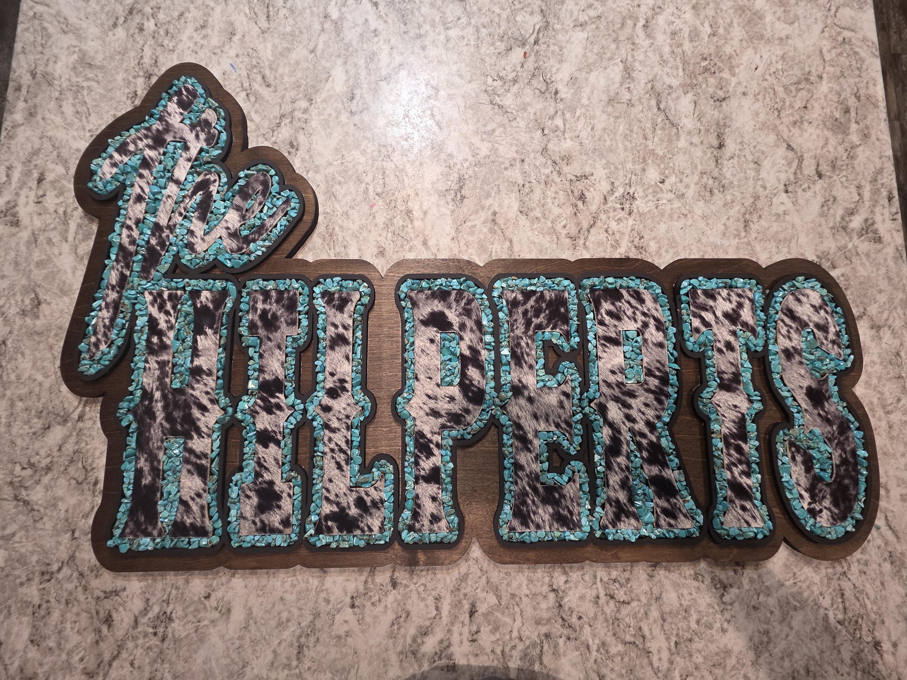 Faux Cowhide Turquoise Sign