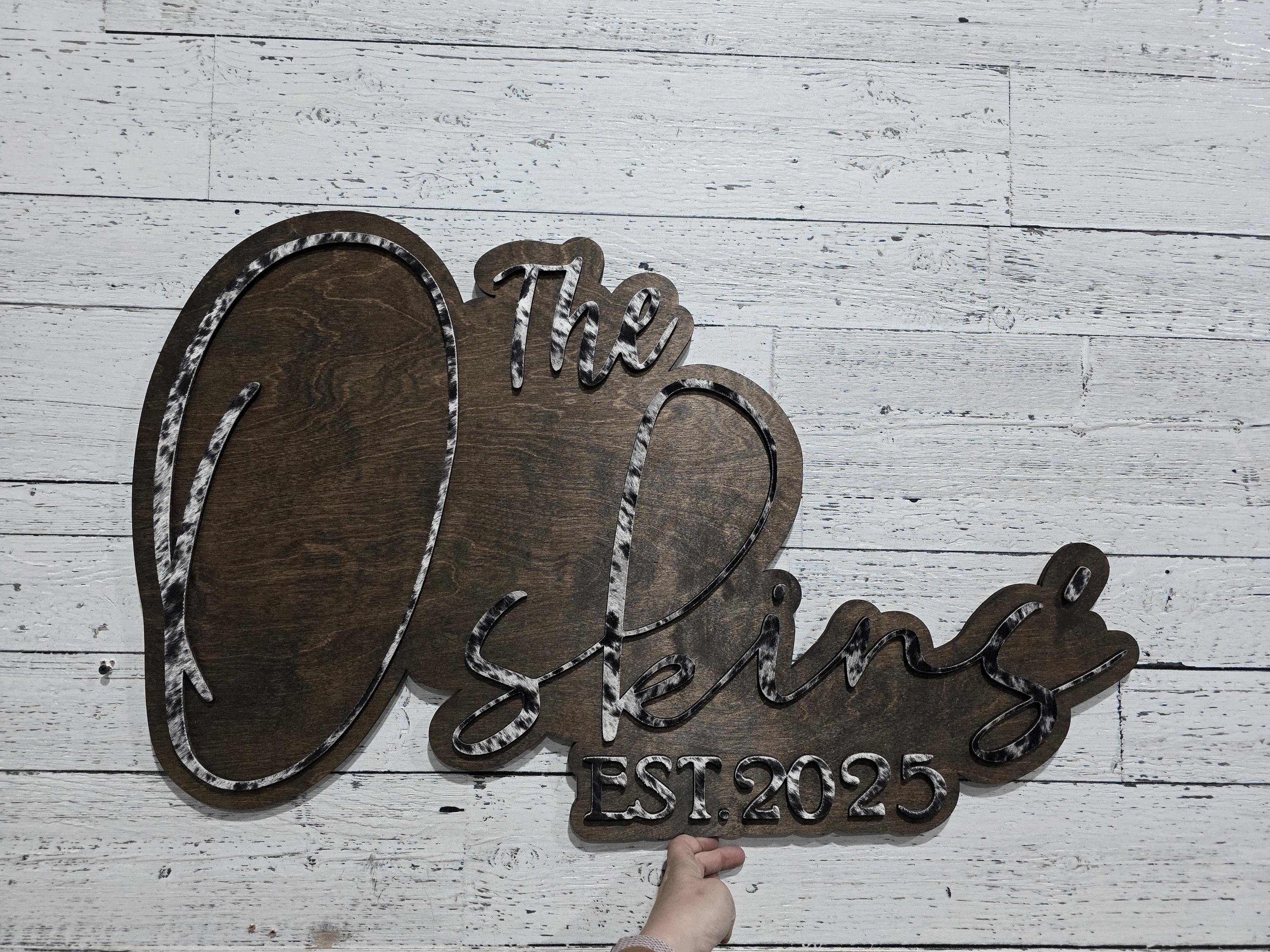 Faux cowhide Name sign