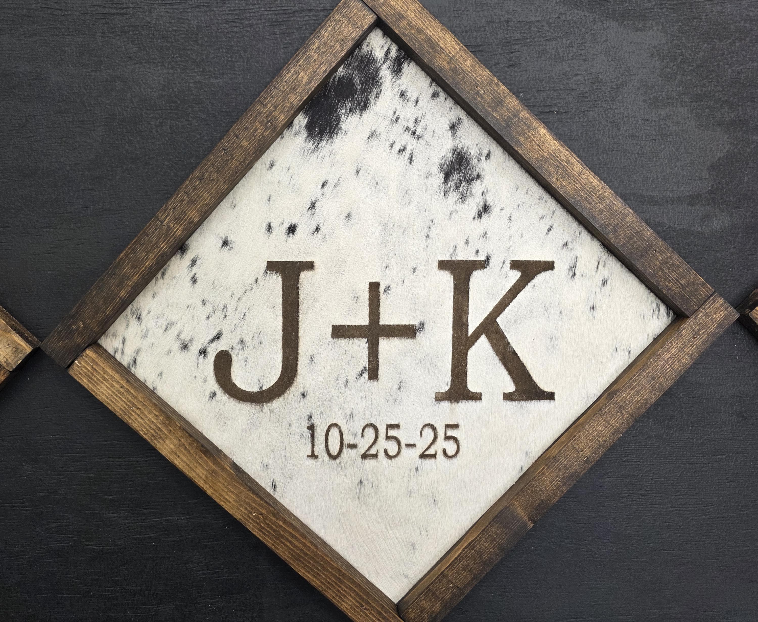 Cowhide Wedding Photo Album Guest Book - Custom Diamond Design