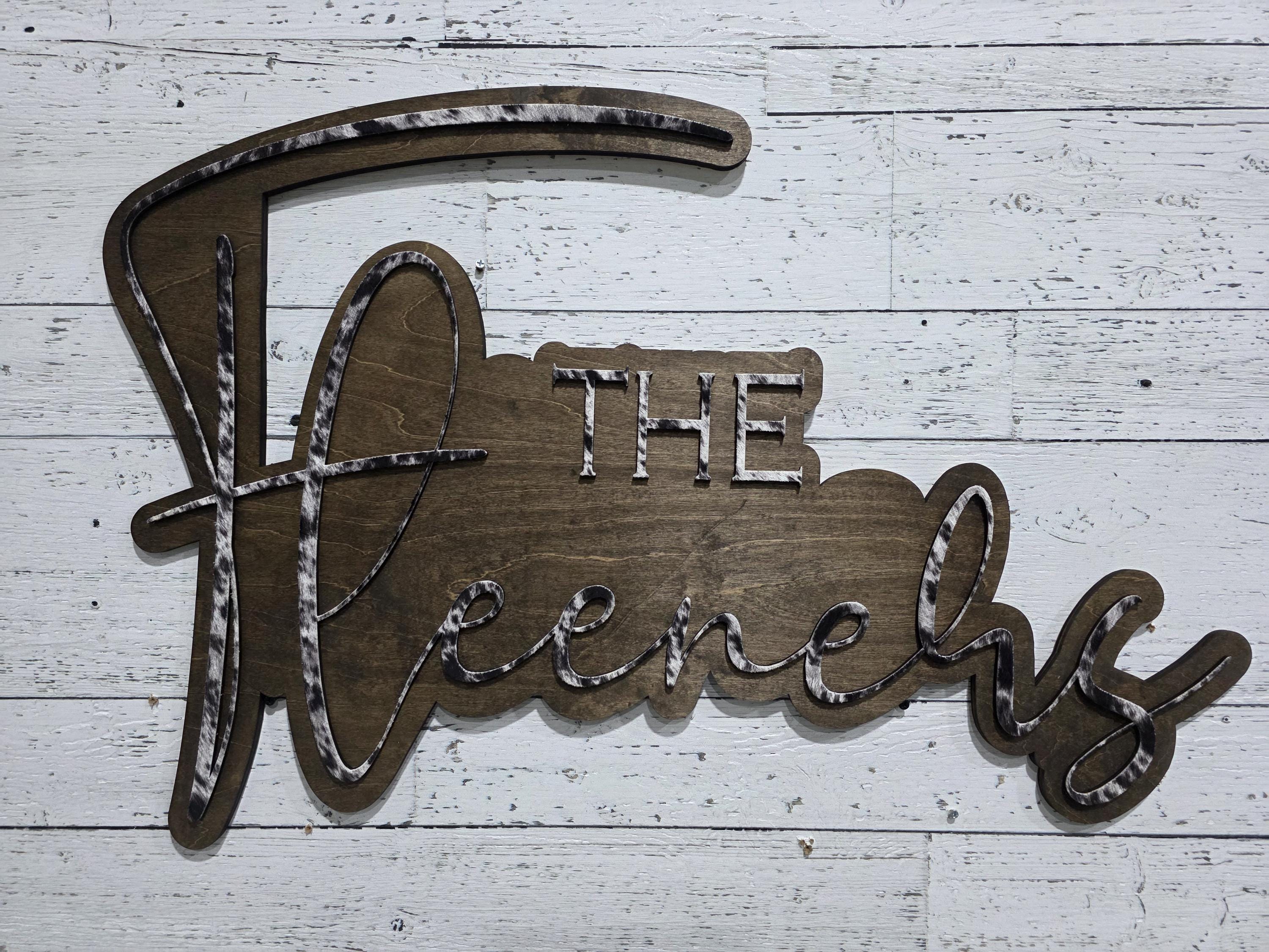 Faux cowhide Name sign