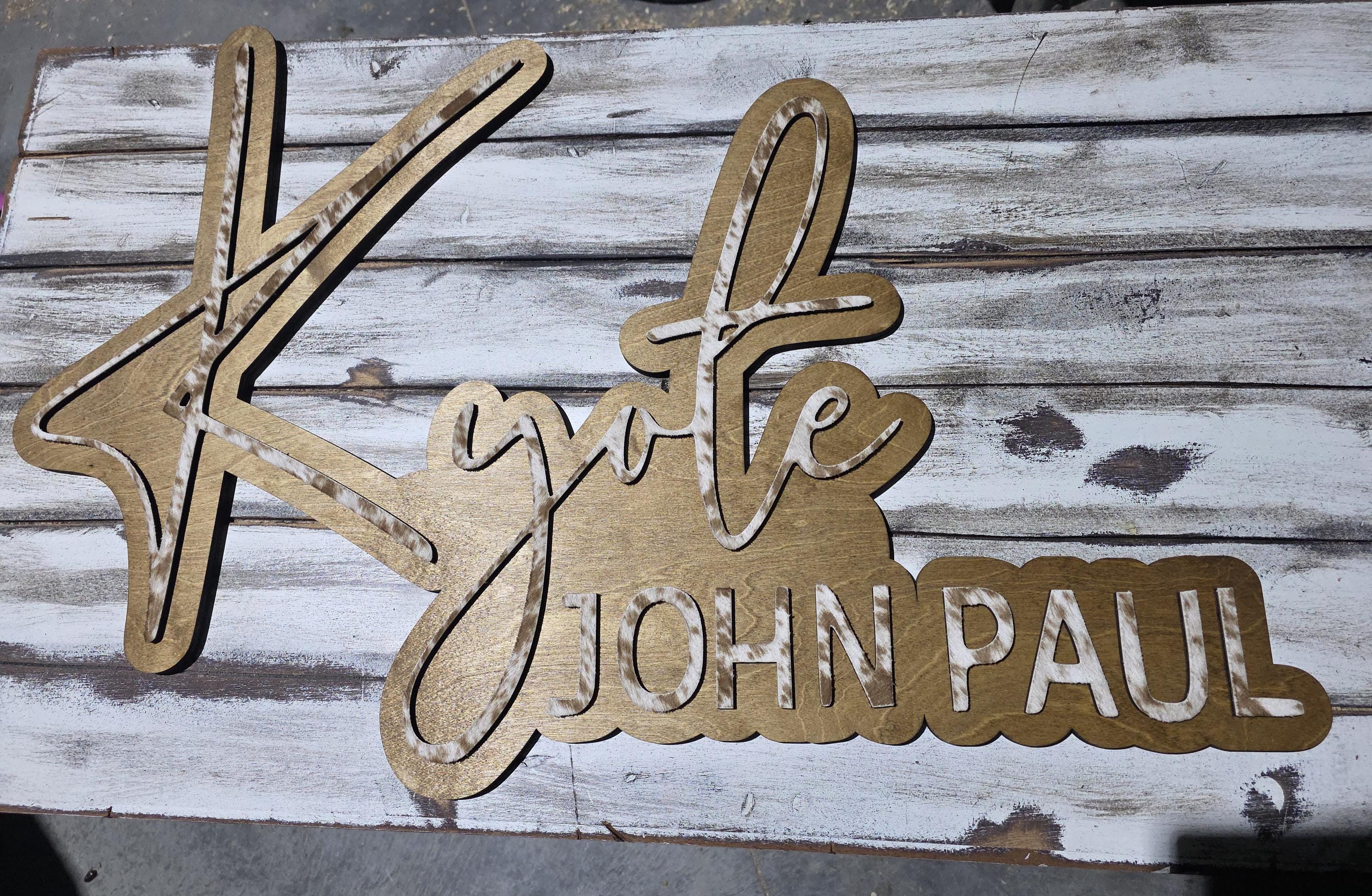 Faux cowhide Name sign