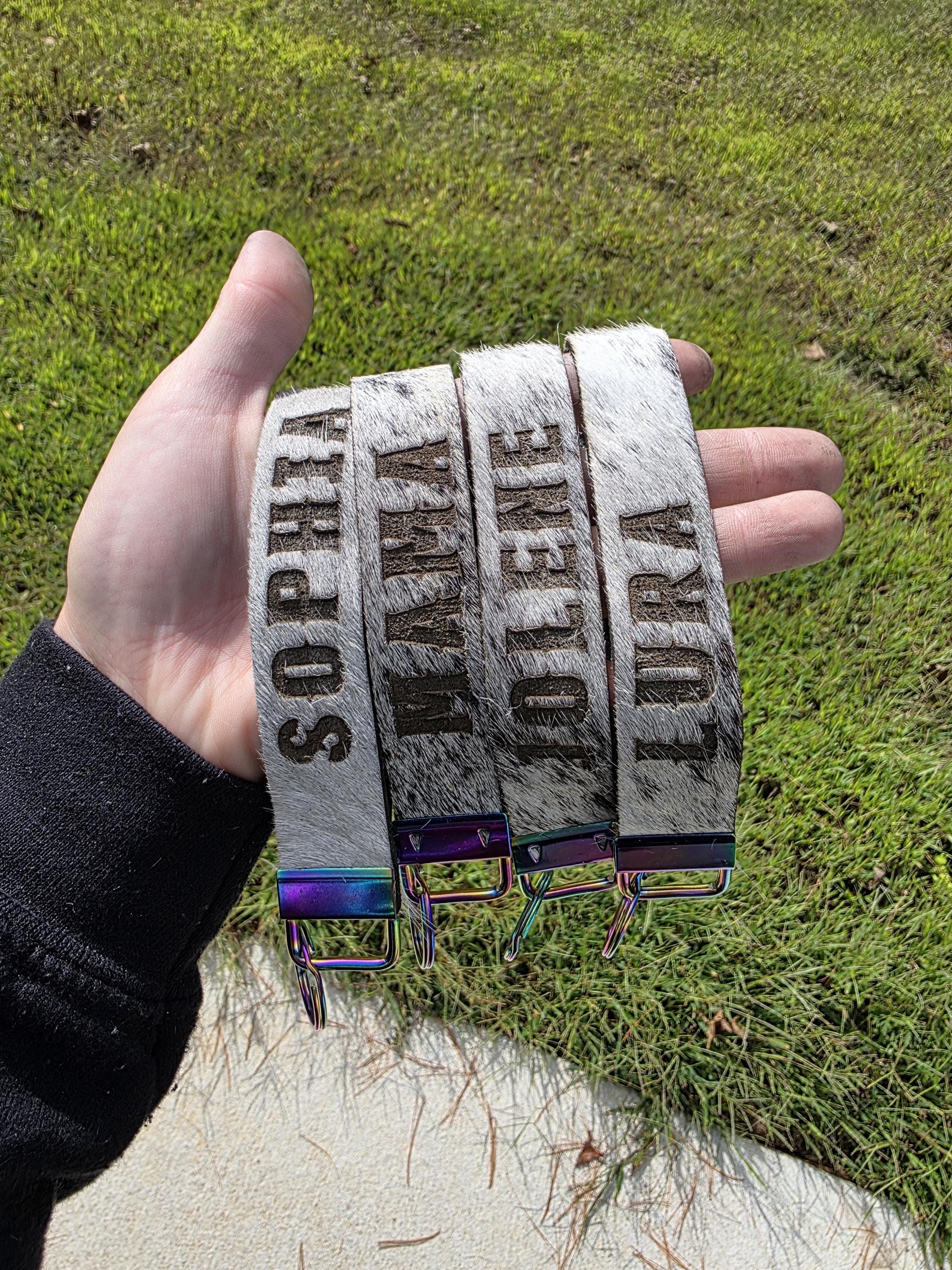 Personalized Cowhide wristlet keychain