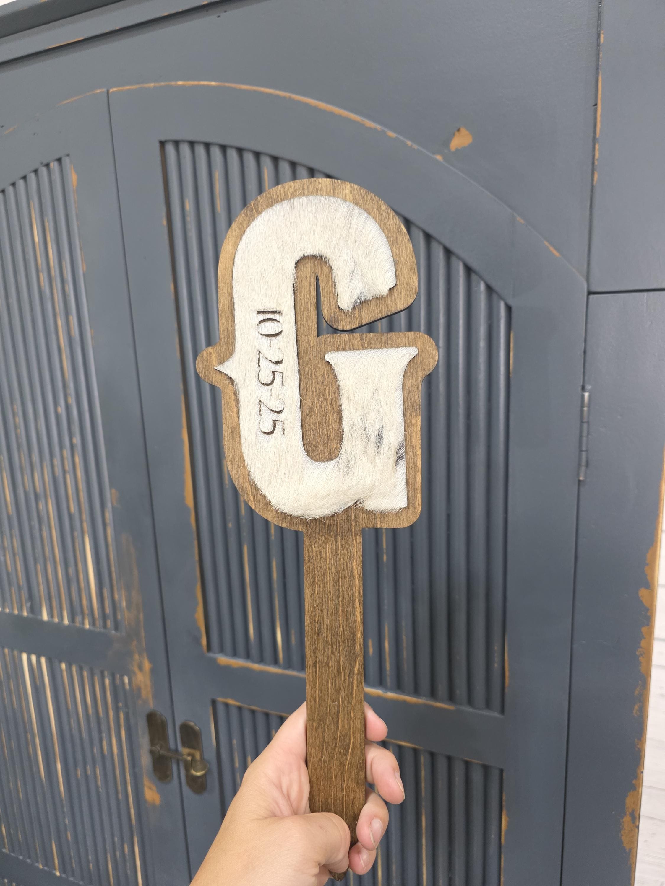 Cowhide Letter Cake Topper: Rustic Western Wedding Decor