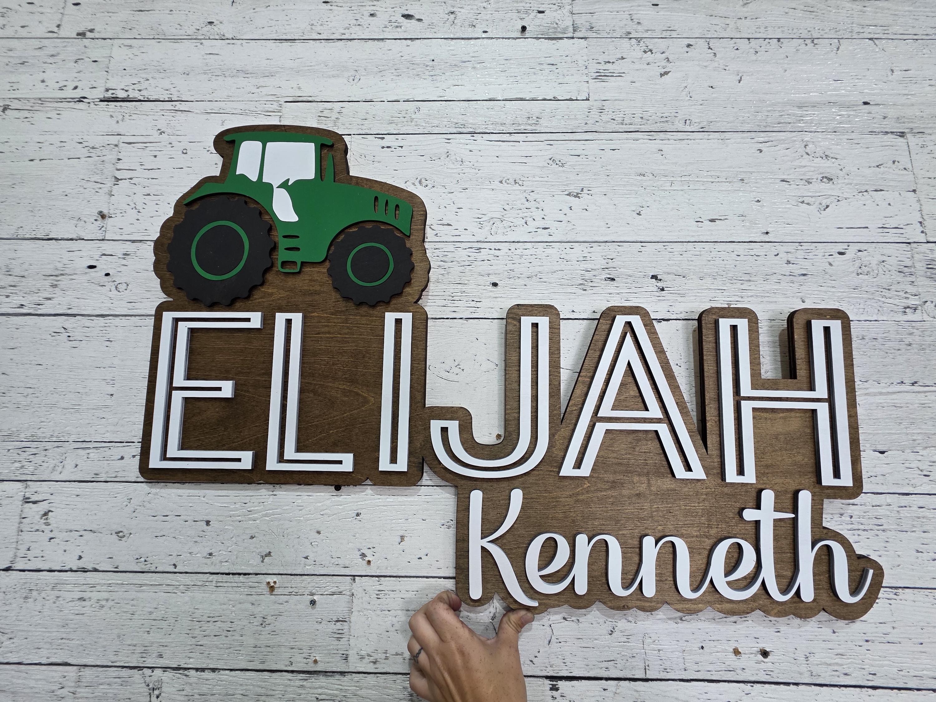 Personalized Tractor Nursery Name Sign: Wooden Wall Decor