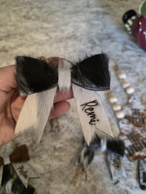 Cowhide Christmas Bow ornaments