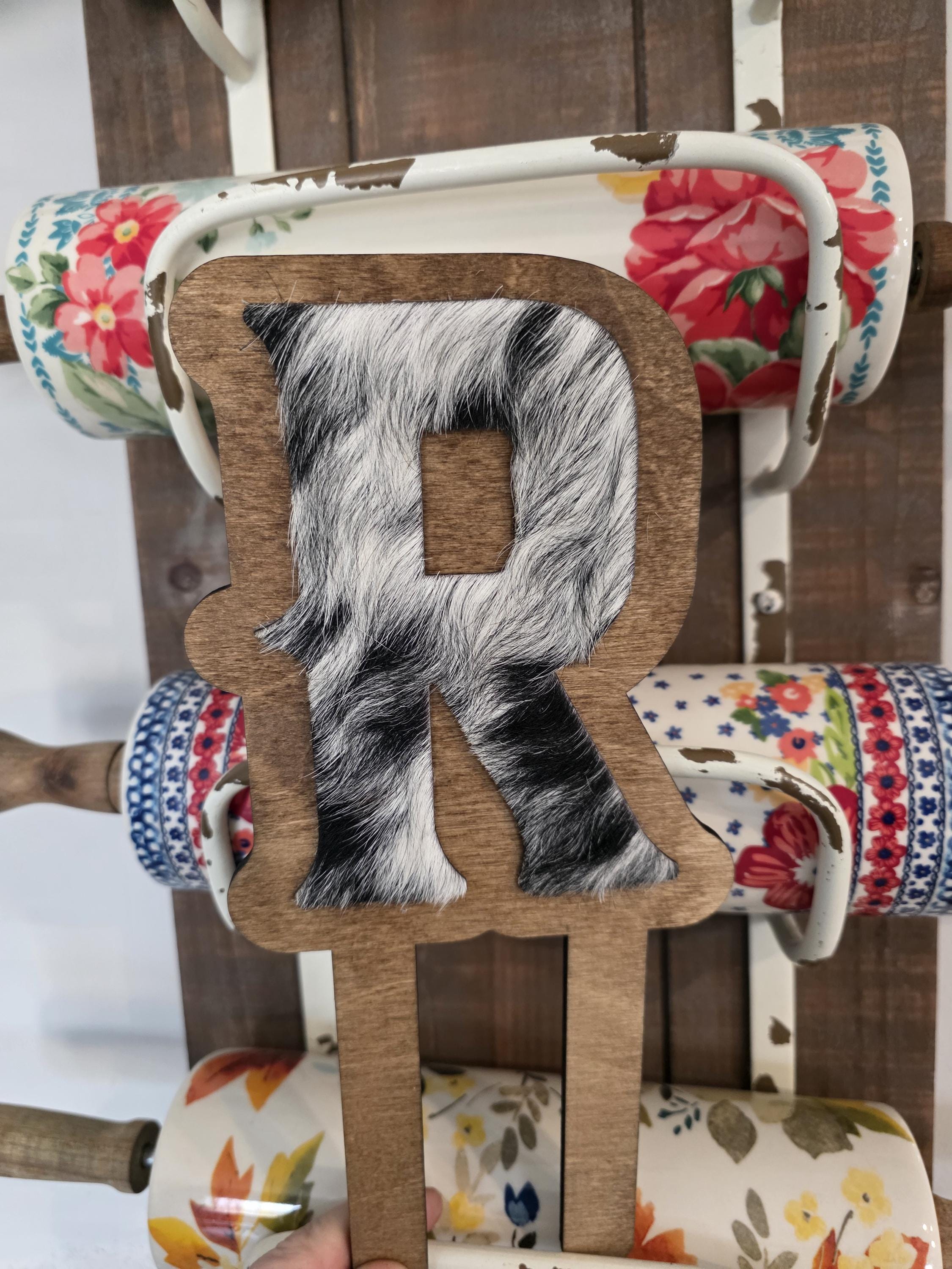 Cowhide Letter Cake Topper: Rustic Western Wedding Decor