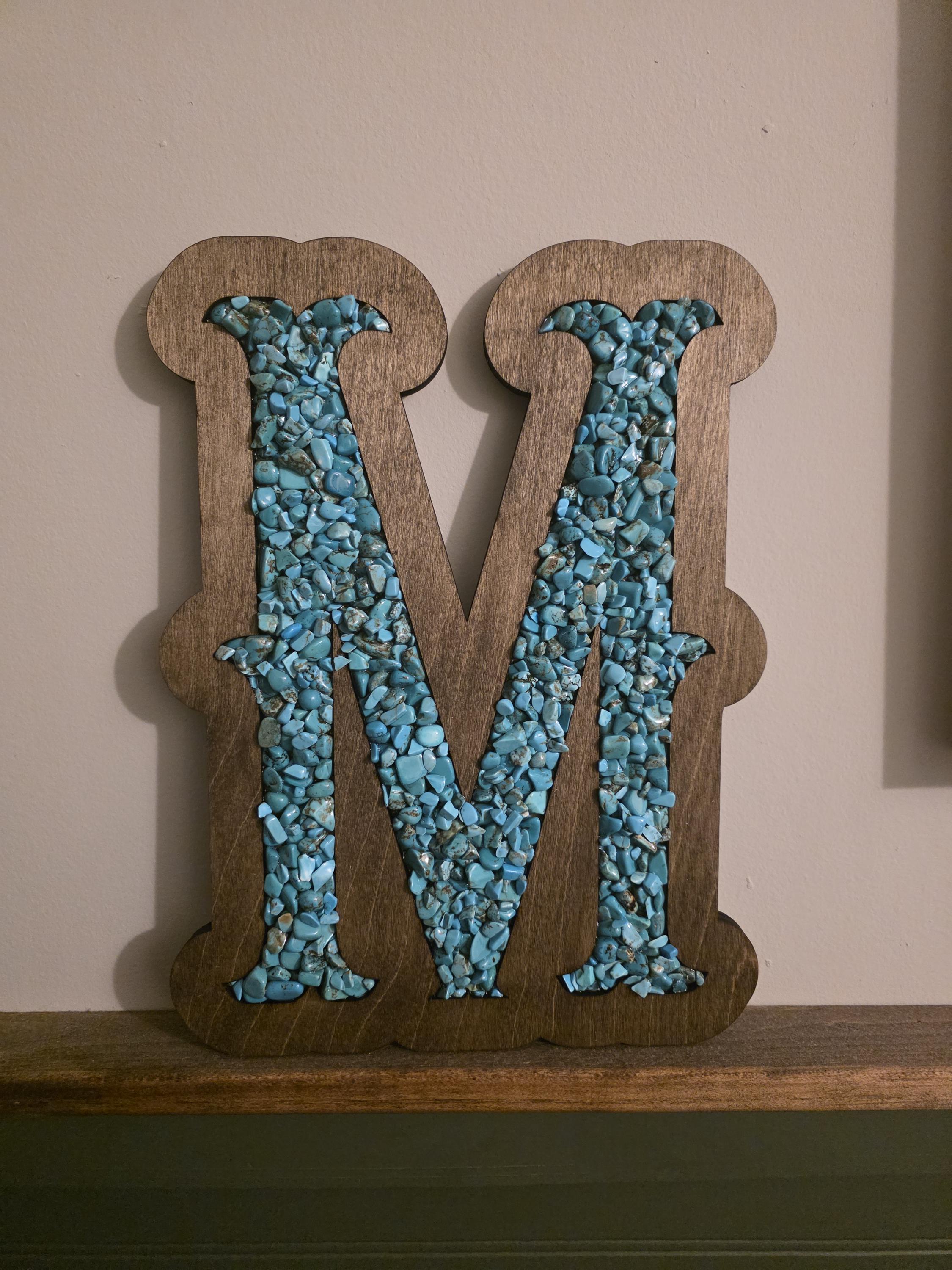 Custom Stone Letter – Initial Name Decor – Western Boho Shelf & Mantel Accent
